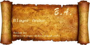 Blayer Andor névjegykártya